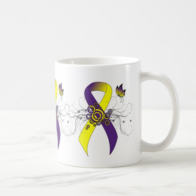 Mug Ruban de sensibilisation violet et jaune avec papi (Droite)
