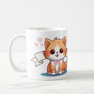 Mug Ruban esthétique Cute Chat Lover rose orange