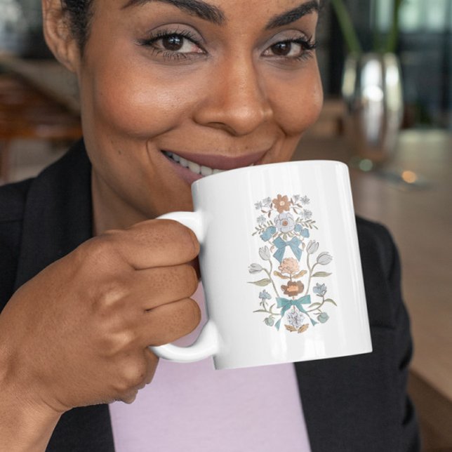 Mug Ruban Floral Boho Bleu (Créateur téléchargé)