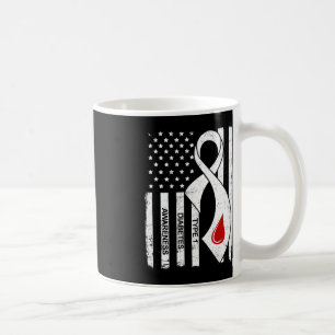 Mug Ruban gris vintage Drapeau américain Type 1 Diabèt