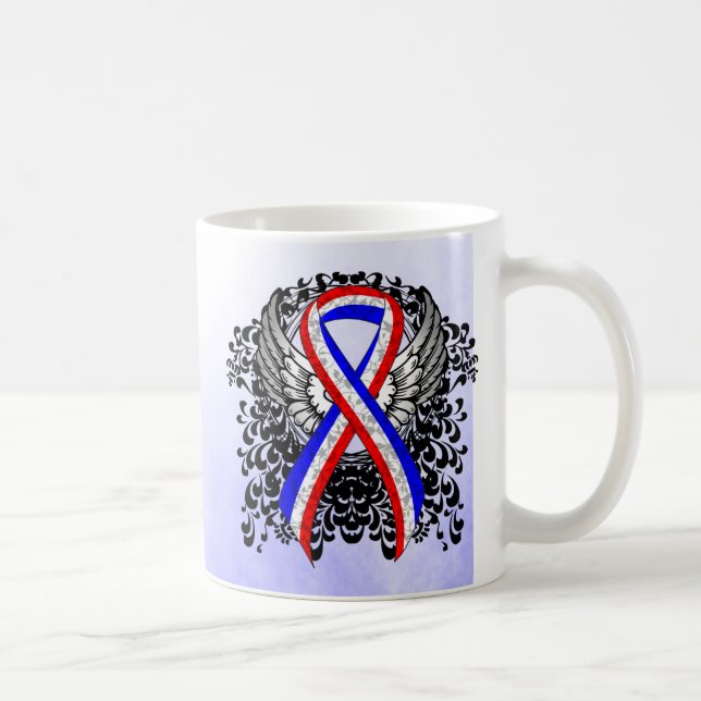 Mug Ruban rouge, blanc et bleu avec ailes (Droite)