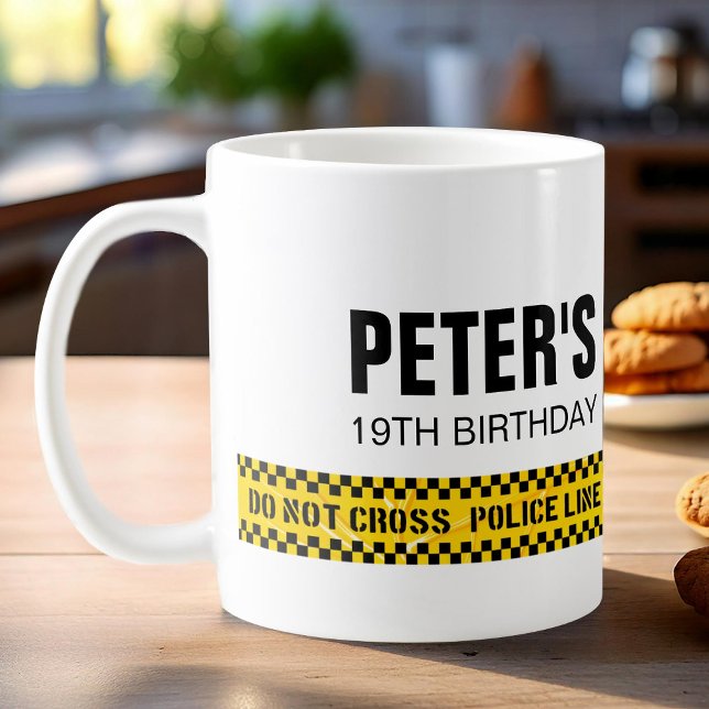 Mug rubans jaunes de police anniversaire (Créateur téléchargé)