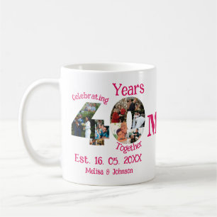 Mug Ruby Red 40th Mariage Anniversary 11 Photo Collage