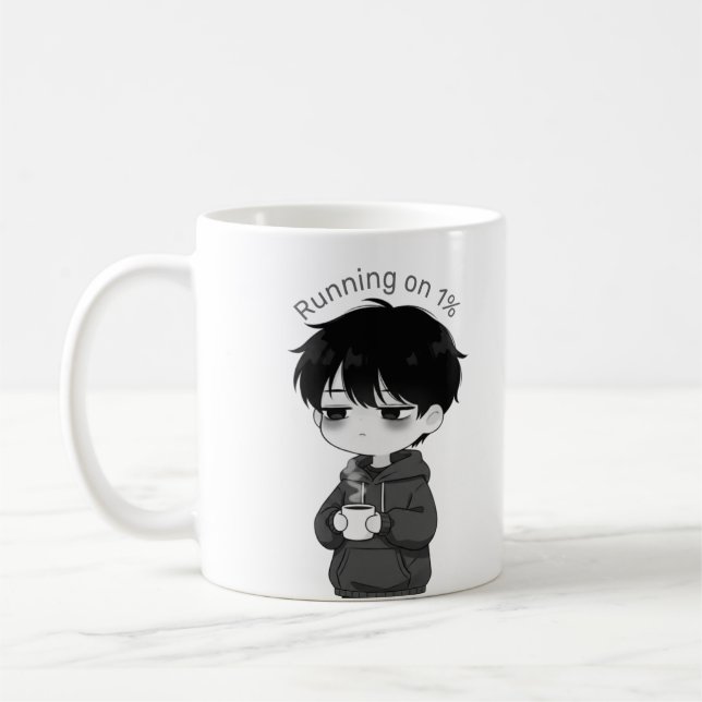 Mug Running on 1 Percent Relatable Chibi Coffee Illust (Gauche)