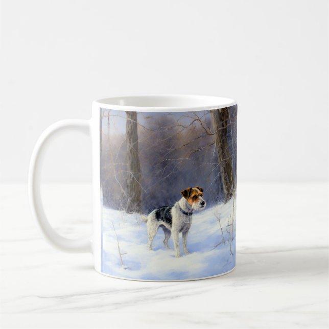 Mug Russell Terrier Laisser neiger Noël (Gauche)