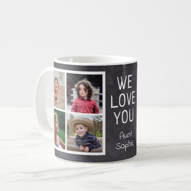 Mug Rustic Chalkboard 8 Photo Collage Love You Tante (Devant gauche)