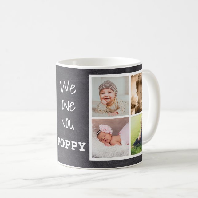 Mug Rustic Chalkboard Love You Poppy 8 Photo Collage (Devant droit)