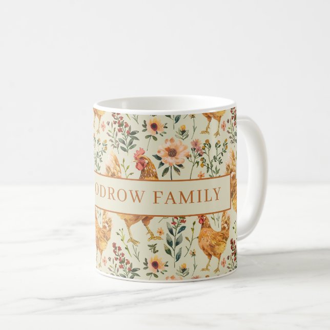 Mug Rustic Country Chicken Family Name Farm Kitchen (Devant droit)