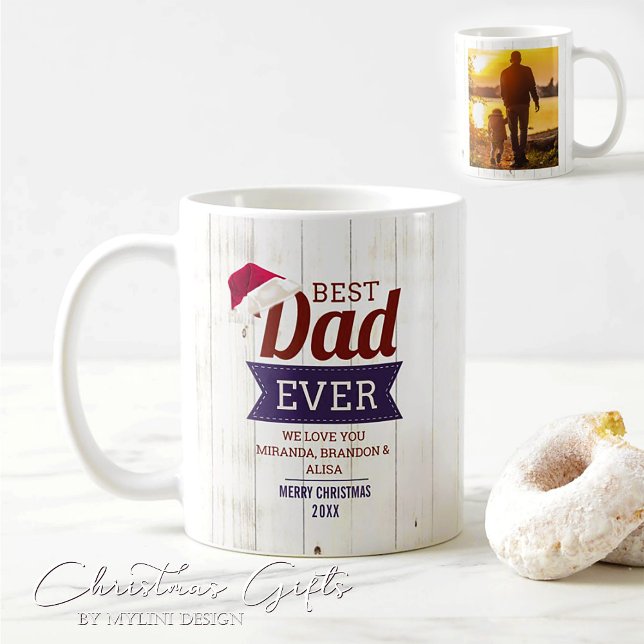 Mug Rustic Meilleur Papa Jamais Photo Cadeau de Noël (Créateur téléchargé)