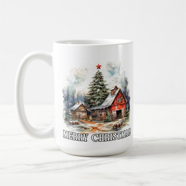 Mug Rustic Merry Christmas Country Farmhouse (Gauche)
