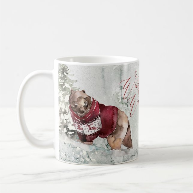 Mug Rustic Winter Wonderland Animaux en Neige (Gauche)