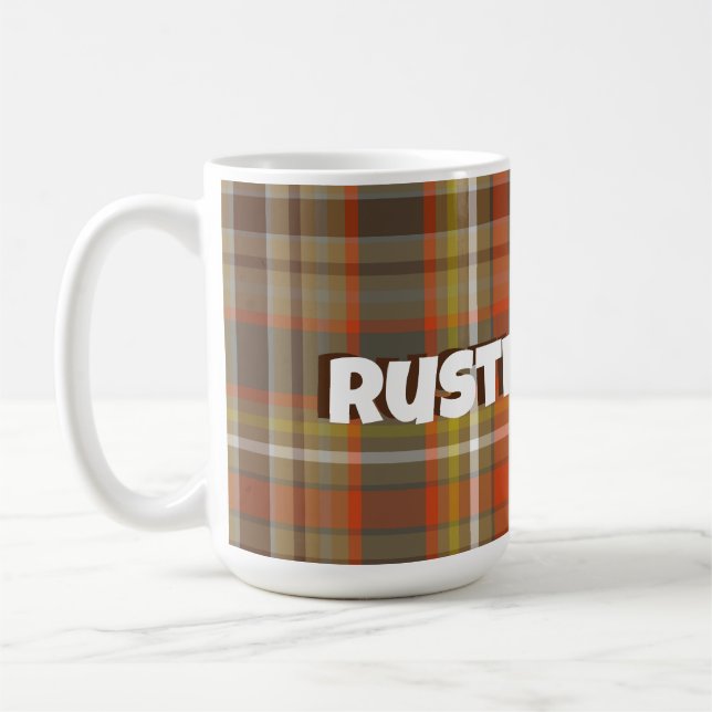 Mug Rustique Automne Plaid Brown Orange Grey Or Blanc (Gauche)