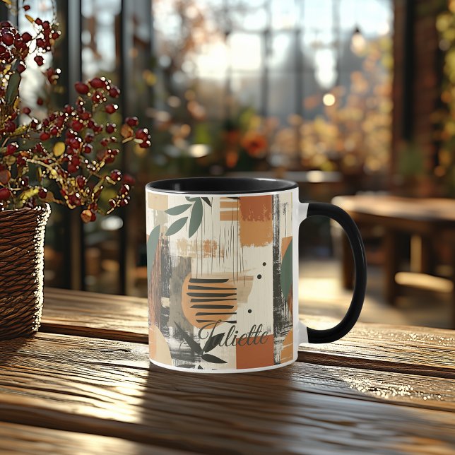 Mug Rustique Brushstroke - Personnalisé Earthy Abstrai (Créateur téléchargé)