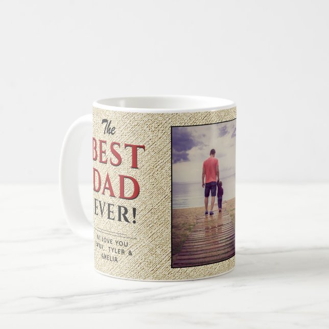 Mug Rustique Meilleur papa Jamais Père`s Photo (Devant gauche)
