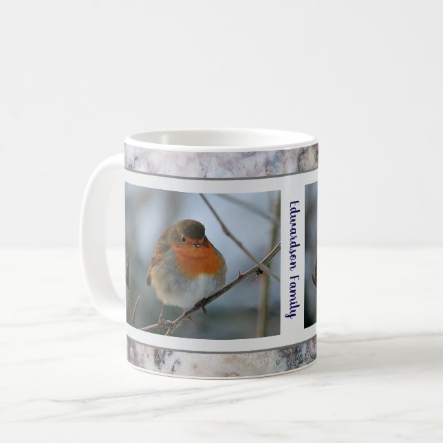 Mug Rustique Robin motif de marbre d'oiseau (Devant gauche)