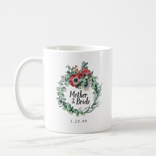 Mug Rustique rouge floral botanique mère de la mariée (Gauche)
