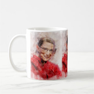 Mug Ruth Bader Ginsburg Aquarelle souriante Portrait R