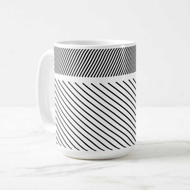 Mug Rythme diagonal en noir et blanc (Devant gauche)