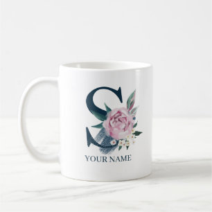 Mug S Monogramme Floral Personnalisé
