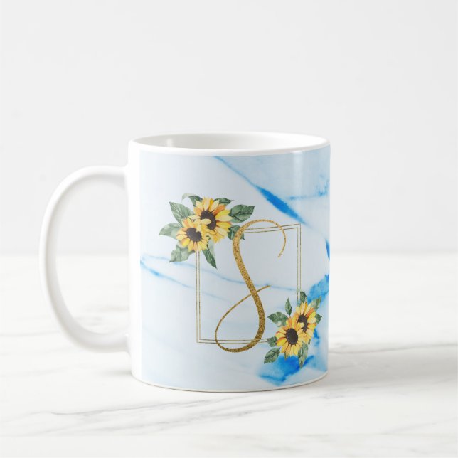 Mug S | Musique de tournesol Monogramme Or (Gauche)