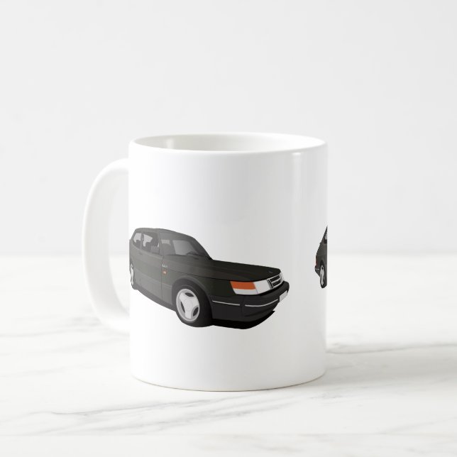 Mug Saab 900 Turbo 16 Aero, deux images noires (Devant gauche)