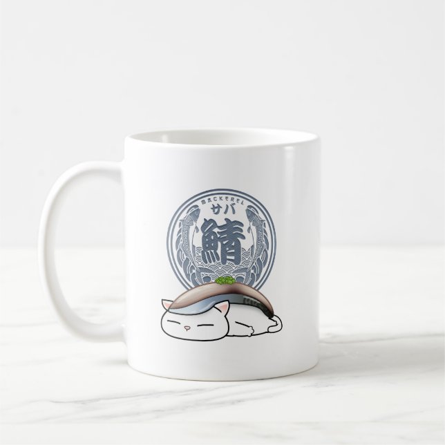 Mug Saba Mackerel Sushi Cat (Gauche)