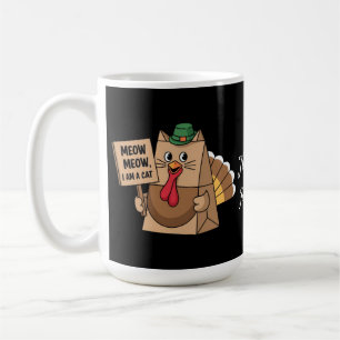Mug Sac en papier de Turquie Meow Drôle Thanksgiving C