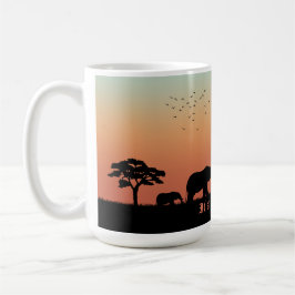 Mug Safari Afrique Sunset Elephant Silhouette