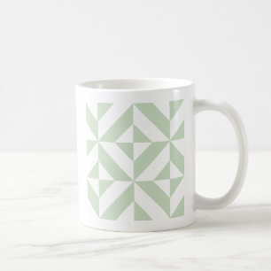 Mug Sage Green Geometric Deco Cube Pattern