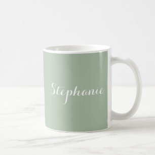 Mug Sage Green Nom Moderne Élégant Monogramme Boho