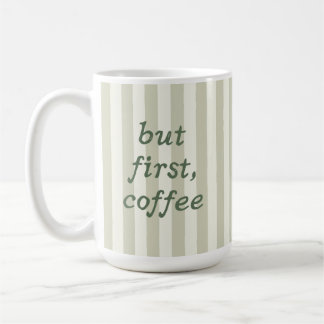Mug Sage Green Stripe Trendy Cozy Minimalist Tea And