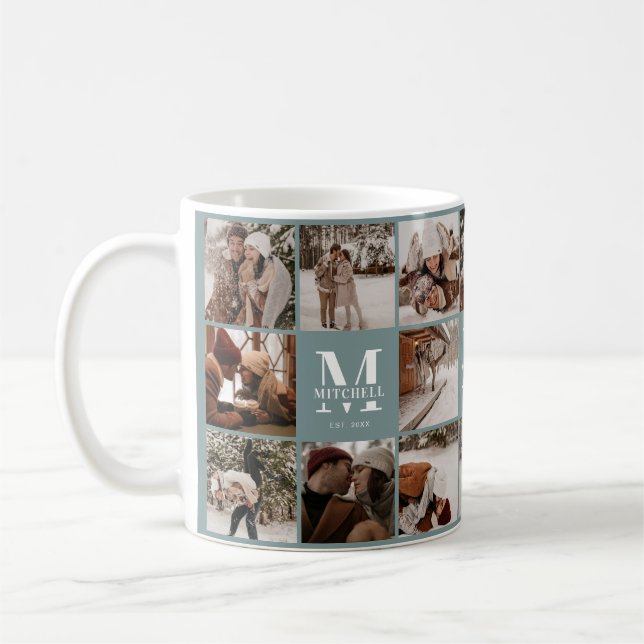Mug Sage moderne Green Multi Photo Collage Keepsaké (Gauche)
