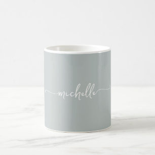 Mug Sage Vert Élégante Signature Monogrammée Script