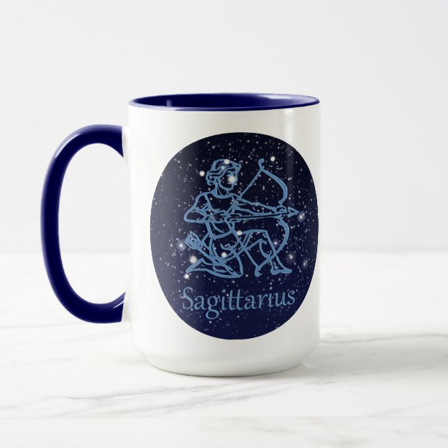 Mug Sagittarius Constellation & Zodiac Signe avec étoi (Gauche)