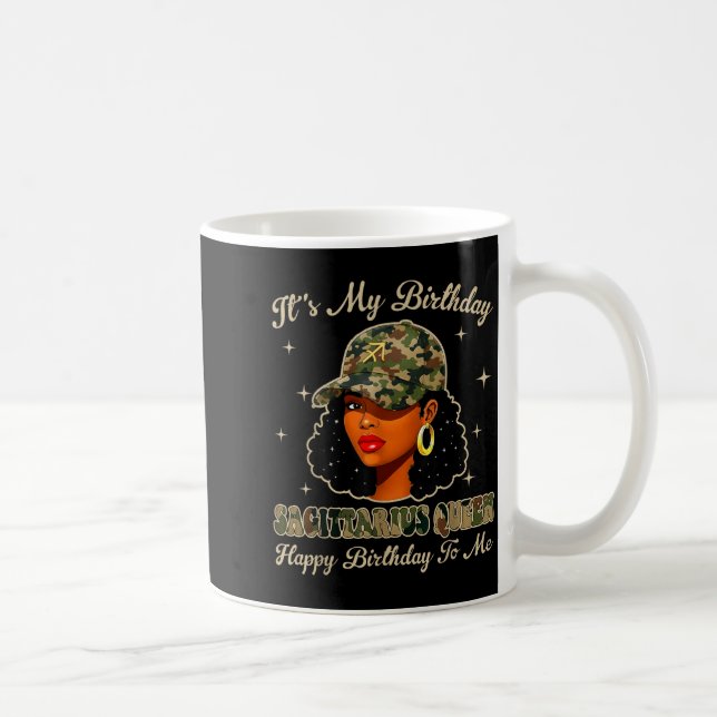 Mug Sagittarius Queen Black Woman With Cap Camo Afro G (Droite)