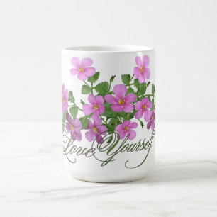 Mug 'S'aime' à fleurs botaniques violettes