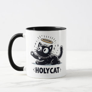 Mug Saint Chat - Chat noir ailé avec Halo Cute