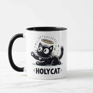Mug Saint Chat - Chat noir ailé avec Halo Cute