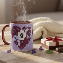 Mug Saint-Valentin "Cœur de Violettes" Tasse