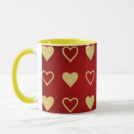 Mug Saint Valentin Coeurs d'or de luxe rouge
