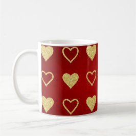 Mug Saint Valentin Coeurs d'or de luxe rouge