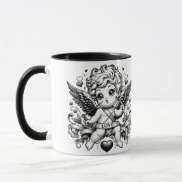 Mug Saint Valentin cupide avec roses et colombe