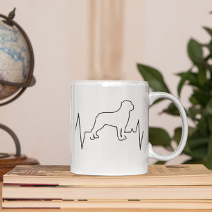 Mug Saint Valentin Heartbeat Line Art Rottweilers Chie