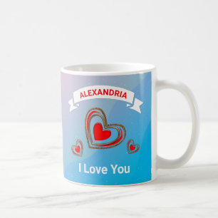Mug Saint Valentin Je t'aime Coeurs Personnaliser