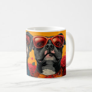 Mug Saint-Valentin Roses Cœur American Staffordshire