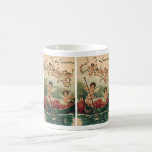 Mug Saint Valentin vintage, Cherubs victoriens en bate