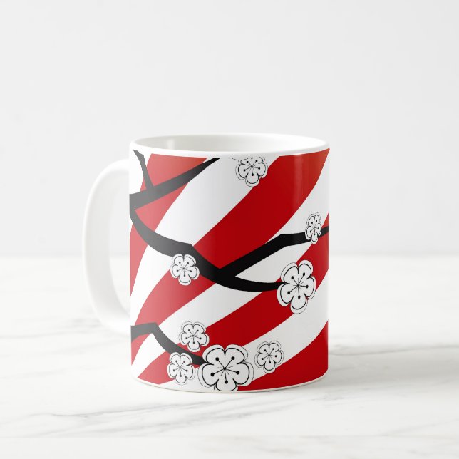 Mug Sakura Sunrise Blanc Cerise Fleurs Fleurs Zen (Devant gauche)