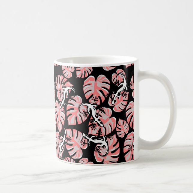 Mug Salamander Et Feuilles Rose Répétant Motif (Droite)