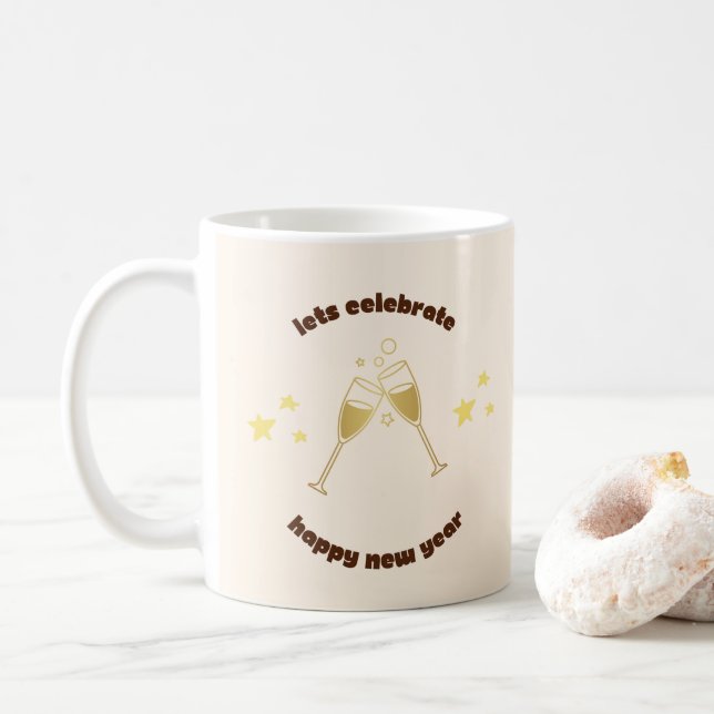 Mug Salles de champagne Message de Nouvel An (Avec donut)