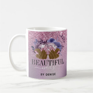 Mug Salon à ongles rose violet femme technicien des on